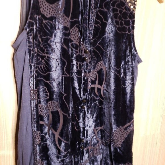 Anthropologie Tiny Blue Velvet Mixed Material Sleeveless Sequin Top Small - Picture 3 of 9